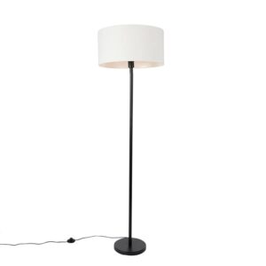 QAZQA Stehleuchte Schwarz mit Schirm Weiß 50 cm Simplo