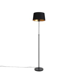 QAZQA Stehleuchte Schwarz mit Schwarzem Schirm 35 cm Verstellbar Parte