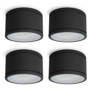 SSC-LUXon 4er Set Celi-WX LED Feuchtraum Aufbaustrahler IP44 Schwarz ohne Leuchtmittel mit GX53