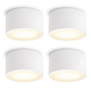SSC-LUXon 4er Set Celi-X LED Aufbauleuchte Flach Rund Weiß mit GX53 3W Warmweiß für Wohnräume
