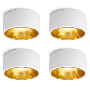 SSC-LUXon 4er Set OLINO LED Aufbauspots Weiß Matt mit Wechselbarer Front Gold und Silber GX53