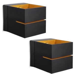 SSC-LUXon KOURA 2er Set Wandleuchte Schwarz Gold Up Down Lichtschlitz G9 Innen
