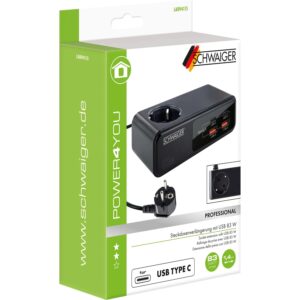 Schwaiger Steckdosenleiste LADV4115 230 V mit USB-C & USB-A Schwarz