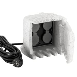 Wiltec 4-Fach Gartensteckdose Außensteckdose Steinoptik Outdoor 5M Kabel