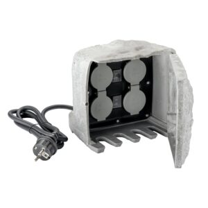 Wiltec Gartensteckdose 4Fach Steinoptik Außensteckdose Sensor Ip44 Steckdosenstein