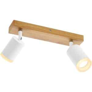 ZMH LED Deckenstrahler 2-Flammig Vintage Drehbar 350 Grad Holz Ohne Leuchtmittel