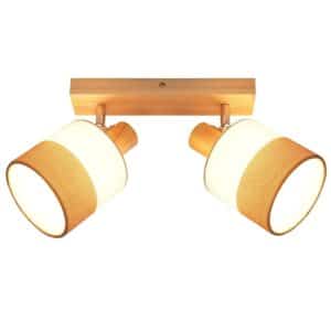 ZMH LED Deckenstrahler 2-flammig mit Holzoptik Schwenkbar E14 max. 25 W ohne Leuchtmittel
