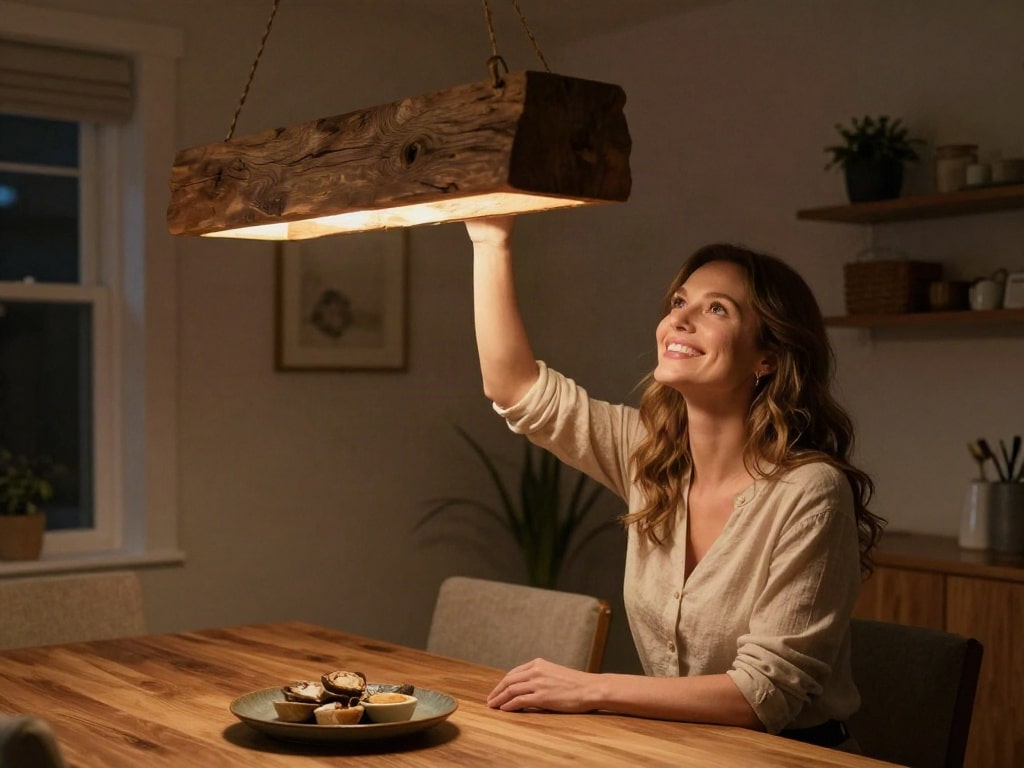 Eichenbalken Lampen für rustikales Ambiente