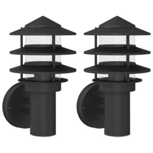 vidaXL Außenwandleuchten 2 Stk Schwarz Edelstahl 4006233