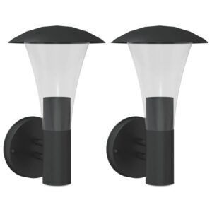vidaXL Außenwandleuchten 2 Stk Schwarz Edelstahl 4006241