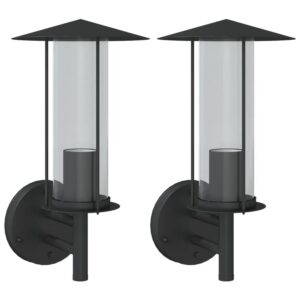 vidaXL Außenwandleuchten 2 Stk Schwarz Edelstahl 4006247