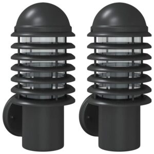 vidaXL Außenwandleuchten 2 Stk Schwarz Edelstahl 4006253