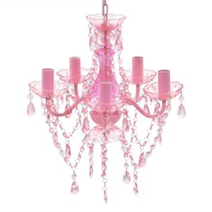 vidaXL Kronleuchter 5 Glühbirnen Rosa 240310