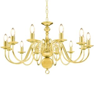 vidaXL Kronleuchter Golden 12 x E14-Glühbirnen 281623