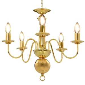 vidaXL Kronleuchter Golden 5 x E14-Glühbirnen 281617