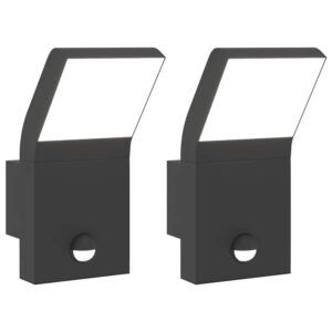 vidaXL LED-Außenwandleuchten mit Sensor 2 Stk Schwarz Aludruckguss 4006271