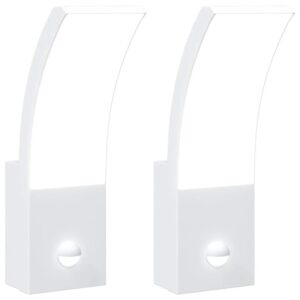 vidaXL LED-Außenwandleuchten mit Sensor 2 Stk Weiß Aludruckguss 4006267