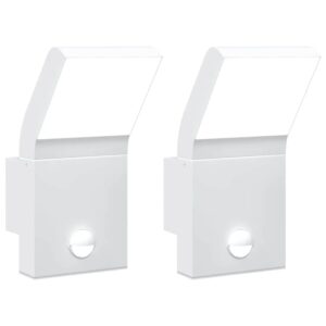 vidaXL LED-Außenwandleuchten mit Sensor 2 Stk Weiß Aludruckguss 4006275