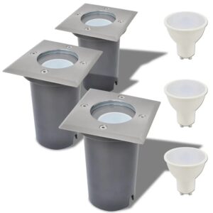vidaXL LED-Bodeneinbaustrahler 3 Stk Outdoor Quadratisch 42413