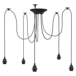 vidaXL Pendelleuchte mit 5 Fassungen E27 Schwarz Metall 4103454