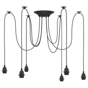 vidaXL Pendelleuchte mit 6 Fassungen E27 Schwarz Metall 4103455
