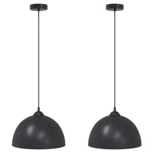 vidaXL Pendelleuchten 2 Stk Höhenverstellbar E27 Schwarz Ø30cm Metall 4103451