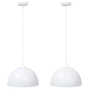 vidaXL Pendelleuchten 2 Stk Höhenverstellbar E27 Weiß Ø 30 cm Metall 4103452