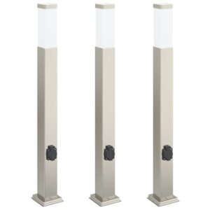 vidaXL Pollerleuchten mit Auslass 3 Stk 80 cm Edelstahl IP44 4006062