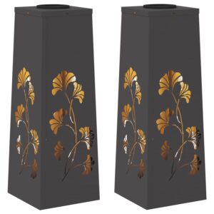 vidaXL Solar LED Weg Licht 2 Stk Schwarz Kalt Gewalzter Stahl 879751