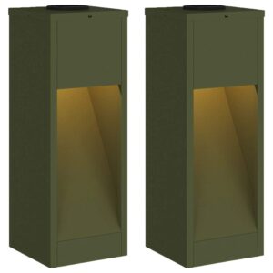 vidaXL Solar LED Wegeleuchte 2 Stk Olive Grün Kalt Gewalzter Stahl 879712