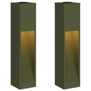 vidaXL Solar LED Wegeleuchte 2 Stk Olive Grün Kalt Gewalzter Stahl 879719