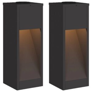 vidaXL Solar LED Wegeleuchte 2 Stk Schwarz Kalt Gewalzter Stahl 879709