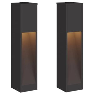vidaXL Solar LED Wegeleuchte 2 Stk Schwarz Kalt Gewalzter Stahl 879716
