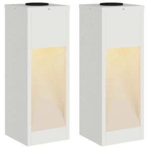 vidaXL Solar LED Wegeleuchte 2 Stk Weiß Kalt Gewalzter Stahl 879710