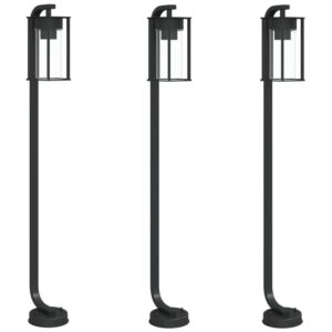 vidaXL Wegeleuchten 3 Stk Schwarz 100 cm Edelstahl 4006348