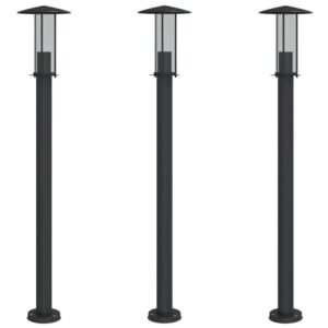 vidaXL Wegeleuchten 3 Stk Schwarz 100 cm Edelstahl 4006356