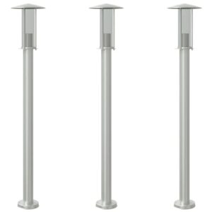 vidaXL Wegeleuchten 3 Stk Silbern 100 cm Edelstahl 4006352