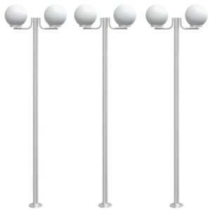 vidaXL Wegeleuchten 3 Stk Silbern 215 cm Edelstahl 4006389