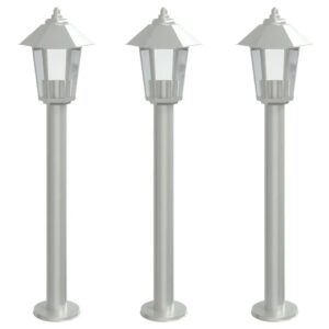 vidaXL Wegeleuchten 3 Stk Silbern 80 cm Edelstahl 4006382
